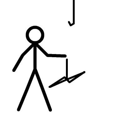 stick figure hanging the windmill